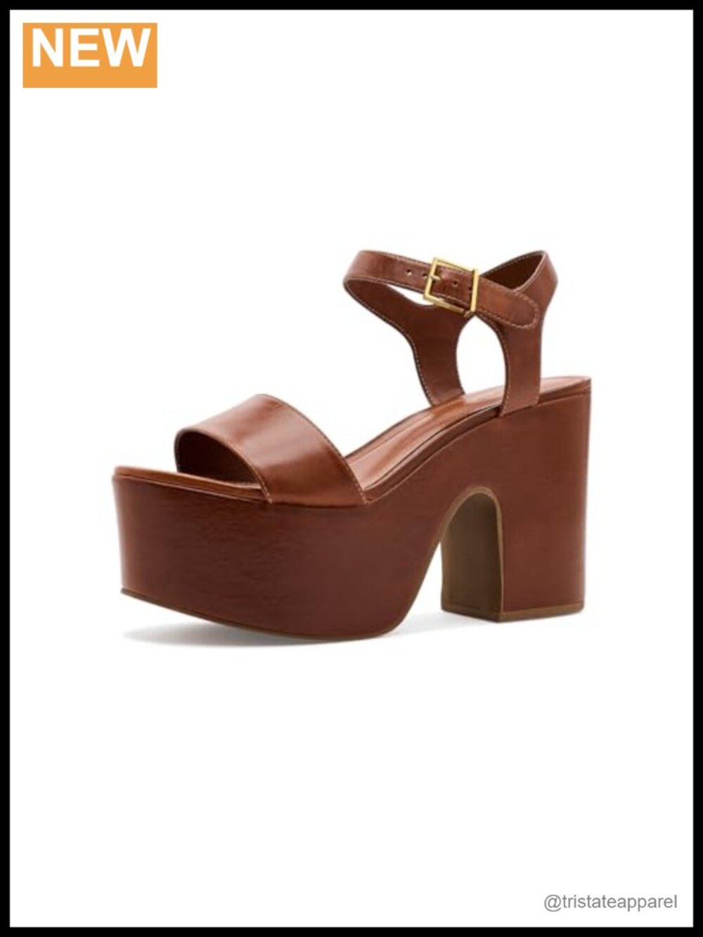 Platform Sandal Smooth Leather Ankle Strap Buckle Dressy